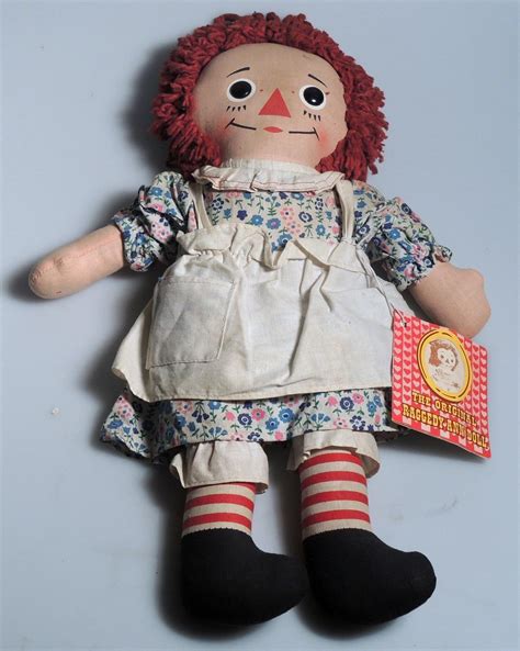 Raggedy Ann is a rag doll with red yarn for hair and a triangle nose. Gruelle received US Patent D47789 for his Raggedy Ann doll on September 7, 1915. The character was created in 1915, as a doll, and was introduced to the public in the 1918 book Raggedy Ann Stories. When a doll was marketed with the book, the concept had great success. 